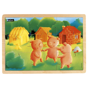 PUZZLE BOIS 3 PETITS COCHONS 9 PIECES