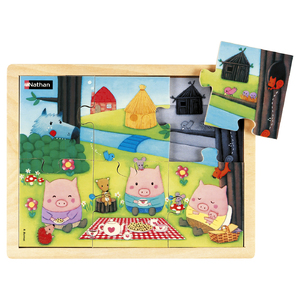 PUZZLE BOIS 3 PETITS COCHONS 6 PIECES