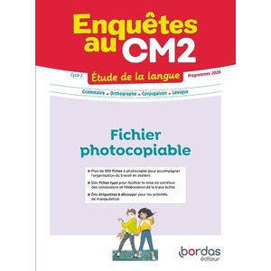 ENQUETES AU - ETUDE DE LA LANGUE CM2 - 2023 - FICHIER PHOTOCOPIABLE D'ATELIERS