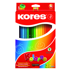 ETUI 36 CRAYONS DE COULEUR 18CM KORES ASSORTIS