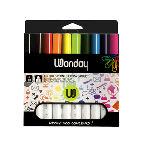 WONDAY 12 FEUTRES LARGES COLORIS ASSORTIS 1ER PRIX