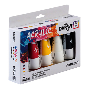 DARWI 1 LOT 5 TUBES PEINTURES ACRYLIQUES 75 ML COLORIS ASSORTIS