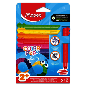 INFINITY KIDY 12 CRAYONS DE COULEURS COLORIS ASSORTIS