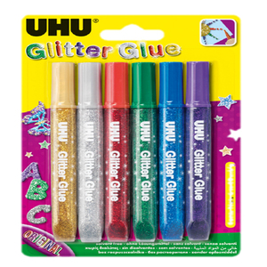 GLITTER GLUE 6 TUBES 10ML COLORIS CLASSIQUES