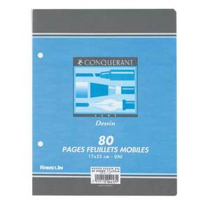 FEUILLETS MOBILES 17x22 DESSIN blanc 80P  90gr