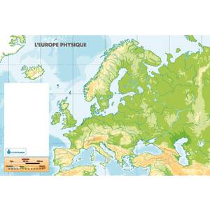 CARTES MURALES Europe physique 120x80 effaçable à sec