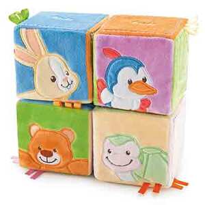 CUBES A MANIPULER TISSU 9x9cm  Lot de 4