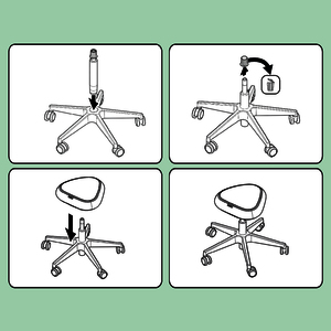 1 TABOURET A ROULETTES ASSIS DEBOUT