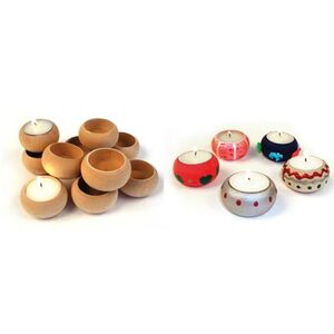 VEILLEUSES EN BOIS A DECORER lot de 10