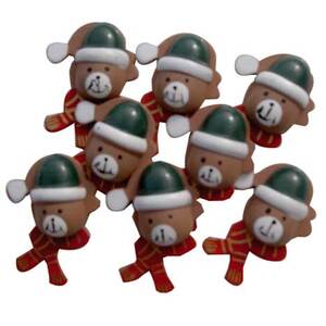 MINI FORMES BOIS 3D ADHESIVES OURSONS NOEL 8 pièces assorties
