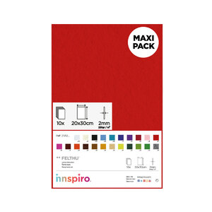 10 COUPONS FEUTRINE ROUGE 20X30CM