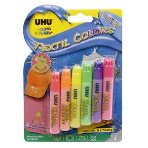PEINTURE TEXTIL COLORS Lot de 6x8g couleurs assorties effet brillant