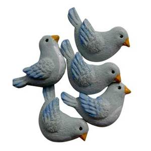 MINI FORMES RESINE OISEAUX 25mm 5 pièces assorties