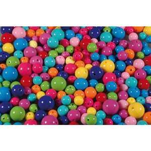 PERLES RONDES TAILLES ET COLORIS ASSORTIS 200G