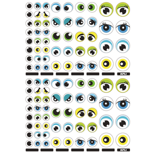 312 GOMMETTES YEUX RONDS BLEU/VERT