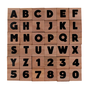 36 TAMPONS BOIS ALPHABET ET CHIFFRES