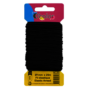 1 BOBINE FIL ELASTIQUE NOIR 1MMX25M