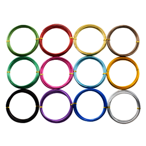 1 LOT 12 FILS ALUMINIUM 2MMX5M COLORIS ASSORTIS