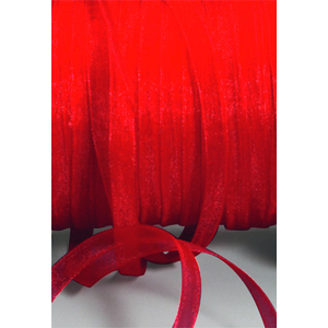 RUBAN EN ORGANZA 5M X 6MM - ROUGE